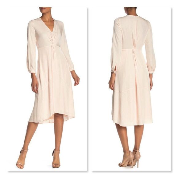 VINCE V-neck Long-sleeve Twisted Drape Dress sz 6 - Picture 1 of 9